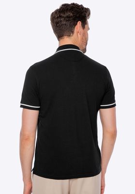 Wittchen Men's cotton polo shirt with navy blue and white trim_img_14