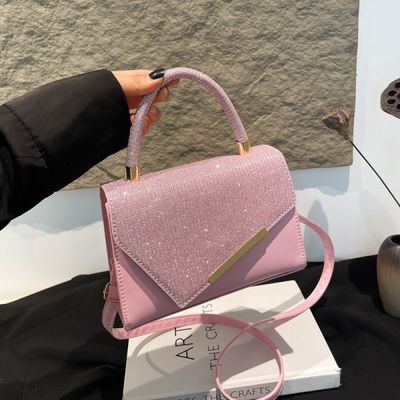 2025 Autumn and Winter New Shoulder Bag Western Style Elegant Bright Diamond Crossbody Bag Niche Design Elegant Small Square Bag for Women_img_2