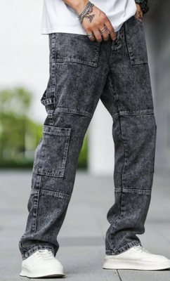 EMRG Men Patched Pocket Side Cargo Jeans  Baggy Pant_img_0