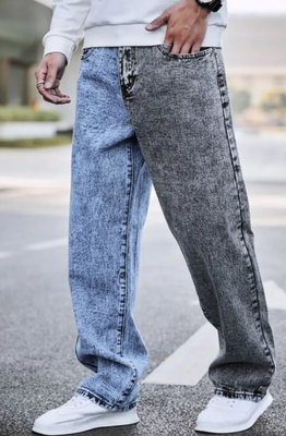 Two Tone Contrast Straight Leg Jeans_img_0