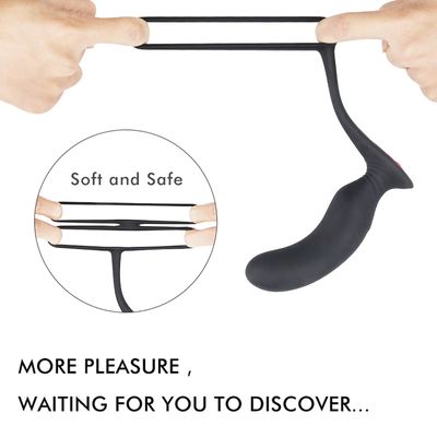 Male Prostate Massage Vibrator Butt Anal Plug Silicone Prostate Stimulator Delay Ejaculation Ring Adult sex Toy For Men tail 18+_img_5