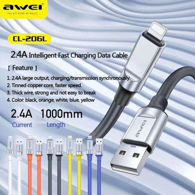 Awei CL-206L Lightning Cable Fast Charging 2.4A USB Data Sync Cord For iPhone_img_1
