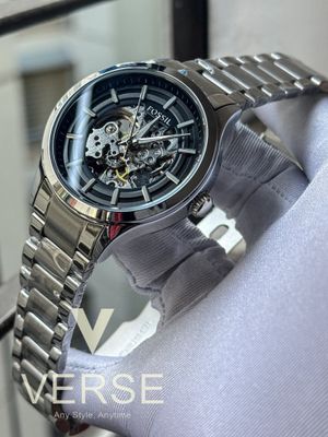 FOSSIL AUTO CHAIN SILVER CHAIN BLACK DIAL_img_0