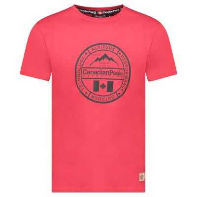 T-Shirt Col Rond avec Impressions et Drapeau Rouge_img_0