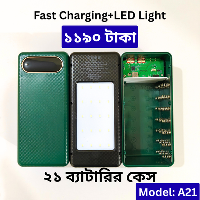 21pcs 18650 Battery Solderless 22.5W Fast Charging Power Bank Case with LED Light_img_0