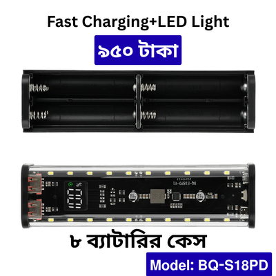 Fast Charging 8pcs 18650 Battery Power Bank Case with LED Light_img_0