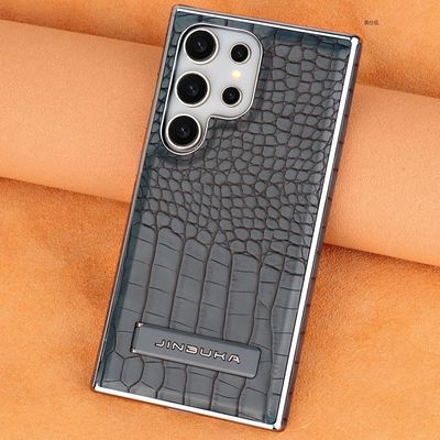 Crocodile leather magnetic charging suitable Kickstad Case For Samsung Galaxy S25 Ultra S24 Ultra S23 Ultra_img_2