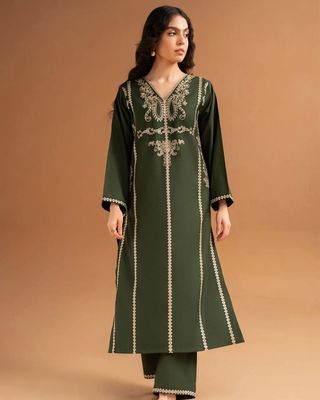Majestic Green-Designer Embroidered 2-Pis Set