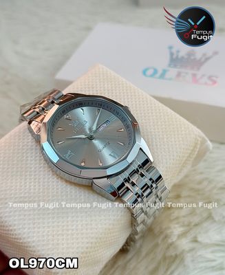 OLEVS 9998 Gents Chain Watch- Grey Dial- Silver Bezel- Silver Chain- TF Code OL970CM_img_10