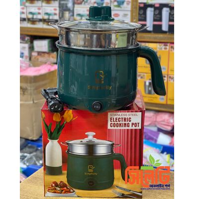Multicooker Portable Electric Multicooker Cooking Pot With Steamer and Multipurpose 1.9 Liter Electric Cooker Pot Manual electric heating pot Cooker Rice cooker_img_1