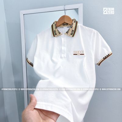 2PC Premium Polo Shirt - 100% PK Cotton Fabric - Black & White (Gold Collar)_img_2