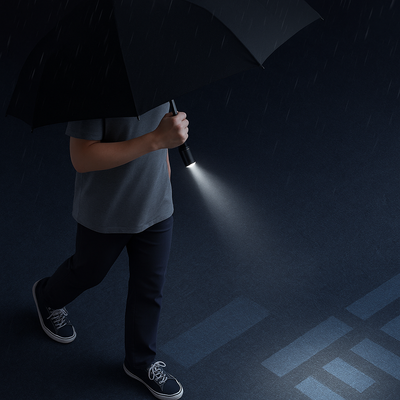 Auto Close Umbrella with LED Flashlight_img_1