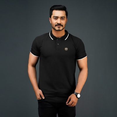 🖤 Men's Solid Texture Polo Shirt (Black) – স্টাইলিশ ও আরামদায়ক পোলো শার্ট 🖤_img_0