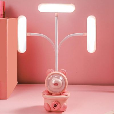 Bonito Lâmpada de Mesa Dobrável Portátil Lâmpada Led Lâmpada de Mesa Recarregável Usb Luz Cabeceira Leitura para Estudantes e Escritórios Domésticos Rosa_img_4