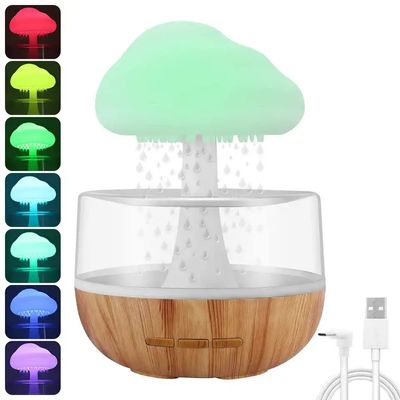 Rain Cloud Humidifier Rain Colorful Mushroom CloudRaindrop Atmosphere Lamp Night Light Essential OilHumidifier Machine_img_5