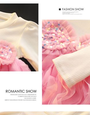 Imported 🎀 Girls' Autumn Pink Mesh Tutu Dress – Long Sleeve Princess Style_img_1