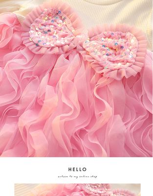 Imported 🎀 Girls' Autumn Pink Mesh Tutu Dress – Long Sleeve Princess Style_img_2