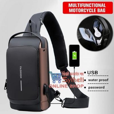 Shoulder Bag With Lock + (Wallet ফ্রি) - (Brown Colour)_img_3