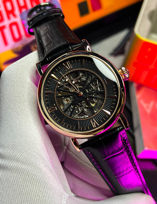 Patek Philippe Auto Skeleton Black Belt RG Case_img_0