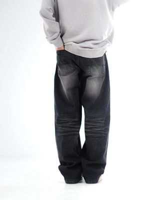 Faded black baggy fitted denim pant_img_1