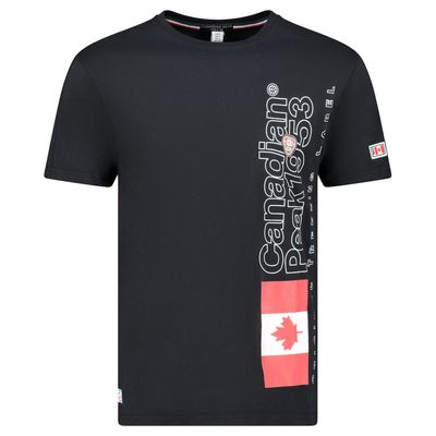 T-Shirt Col Rond avec Impressions et Drapeau Noir_img_0