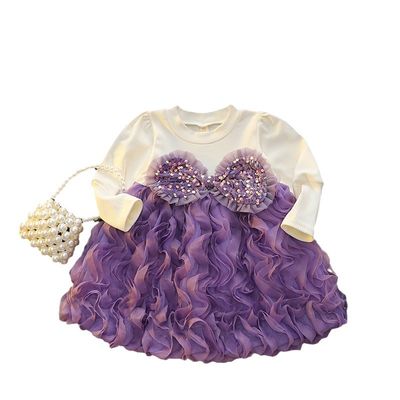 Imported 🎀 Girls' Autumn Pink Mesh Tutu Dress – Long Sleeve Princess Style_img_1