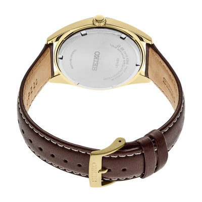 Seiko SUR450 Essentials Men’s Quartz Watch Gold Case Leather_img_2
