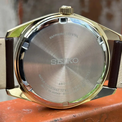 Seiko SUR450 Essentials Men’s Quartz Watch Gold Case Leather_img_4