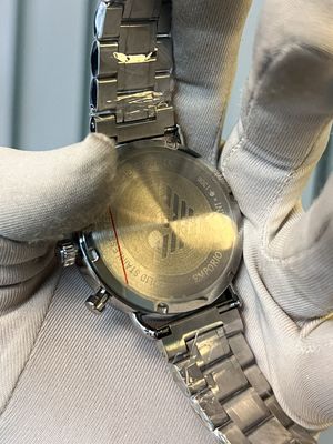 Armani Meccanico Chain Silver Black Dial Plain_img_1