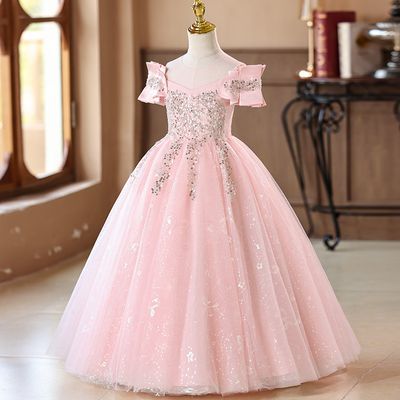 Imported👑 Puffy Yarn Princess Dress – Stylish Wedding & Flower Girl Gown_img_0