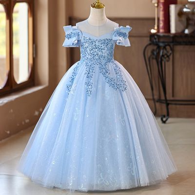Imported👑 Puffy Yarn Princess Dress – Stylish Wedding & Flower Girl Gown_img_0