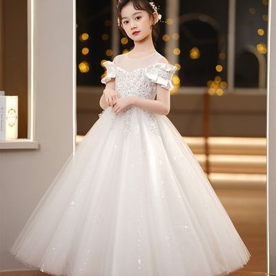 Imported👑 Puffy Yarn Princess Dress – Stylish Wedding & Flower Girl Gown_img_3