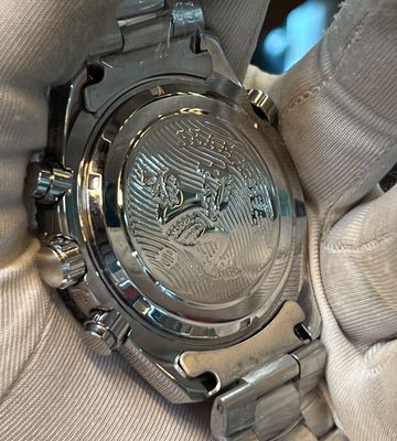 Omega Seamaster Planet Chain Silver Black Dial Black/Orange Bezel_img_4