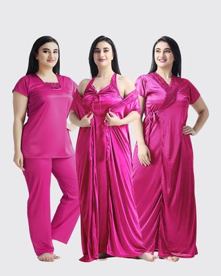 4 Part Premium Nightwear Combo ( Dark Pink)_img_0
