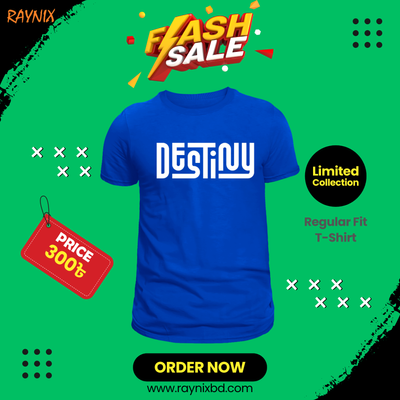 DESTINY Typography Meaningful Massage T-Shirt – Royal Blue | Bold Streetwear | Unisex Fit