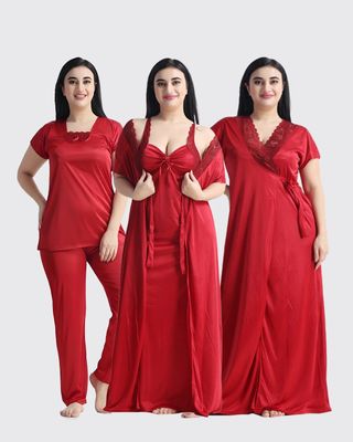 4 Part Premium Nightwear Combo ( Maroon)_img_0