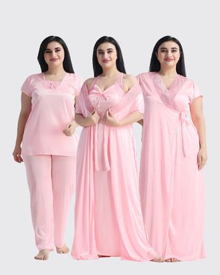 4 Part Premium Nightwear Combo ( Light Pink )_img_0