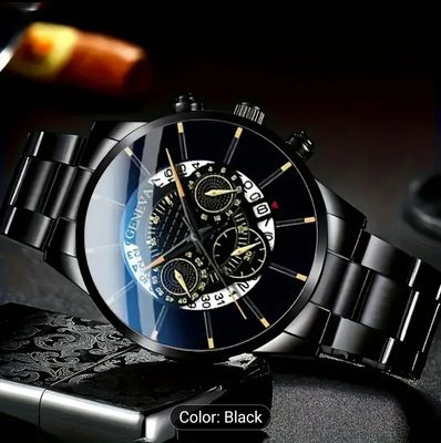Men'S Stylish Quartz Watch with Red Accents - Round Zinc Alloy Case,_img_0