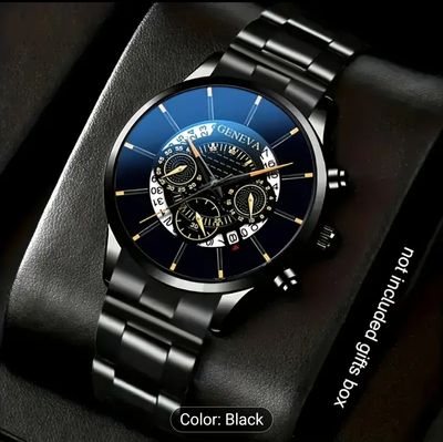 Men'S Stylish Quartz Watch with Red Accents - Round Zinc Alloy Case,_img_1