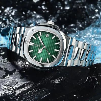 Poedagar 613 Luxury Stainless Steel Strap Watch (Green Dial)_img_2