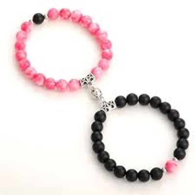 2pcs/set NaturalStone Beads Yoga Bracelet For Lovers Magnet Couple Bracelets_img_0