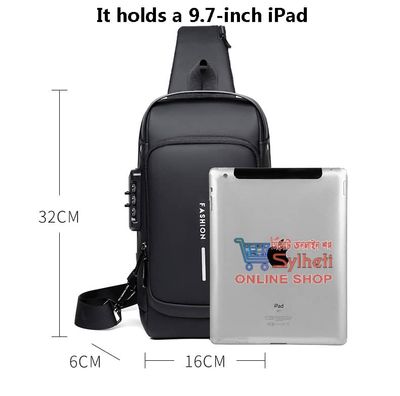 Shoulder Bag With Lock + (Wallet ফ্রি) - (Black Colour)_img_2