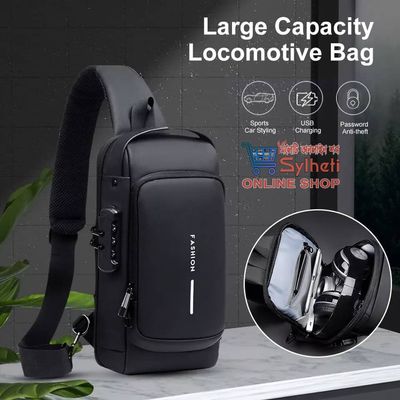 Shoulder Bag With Lock + (Wallet ফ্রি) - (Black Colour)_img_3