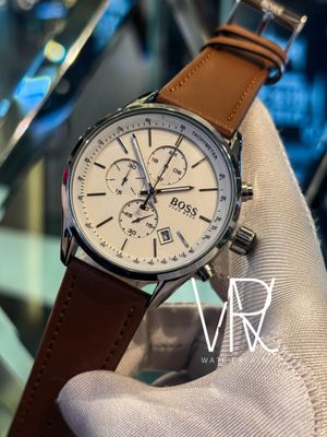 BOSS BELT 3 CHRONO WHITE DIAL MUSTARD BELT