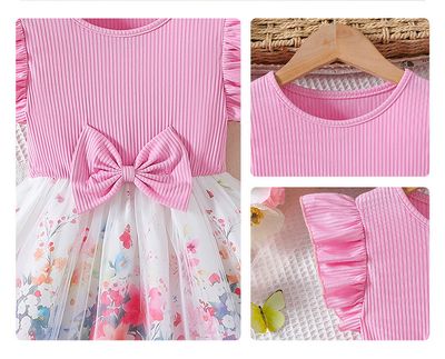 🌸 Elegant Mesh Princess Dress – Flying Sleeve & Bow Design (Summer)_img_2