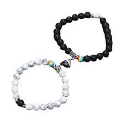 Friendship Fashion Jewelry Gift Magnet Couple Bracelets Distance Relationship Bracelets Natural Stone Distance Bracelet Friendship Bracelets Distance Heart Magnet Bracelets Beads Bracelet For Lovers_img_0