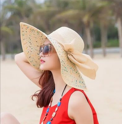 Beach Hat Cap|| Summer Women Big Size Foldable Sun Beach Hat Cap_img_2