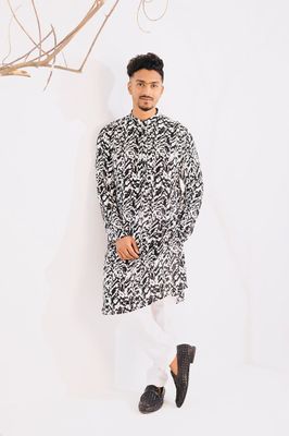 Cotton Classic Panjabi for Men- Black AOP (PJB-004)_img_0