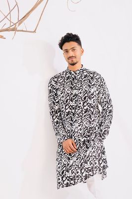 Cotton Classic Panjabi for Men- Black AOP (PJB-004)_img_1