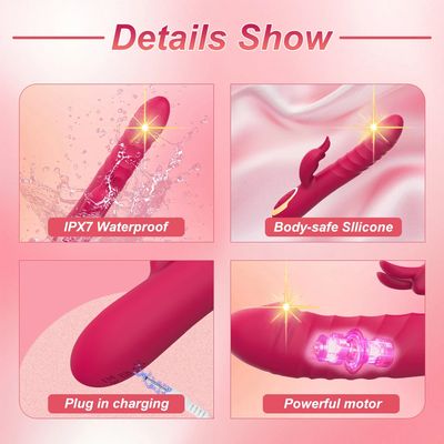 Thrusting Dildo Vibrator Adult Toys for Women Rabbit G Spot Vibrator with Thrusting Vibrating Modes Silicone Clitoral Stimulator_img_1